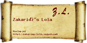 Zakariás Lola névjegykártya